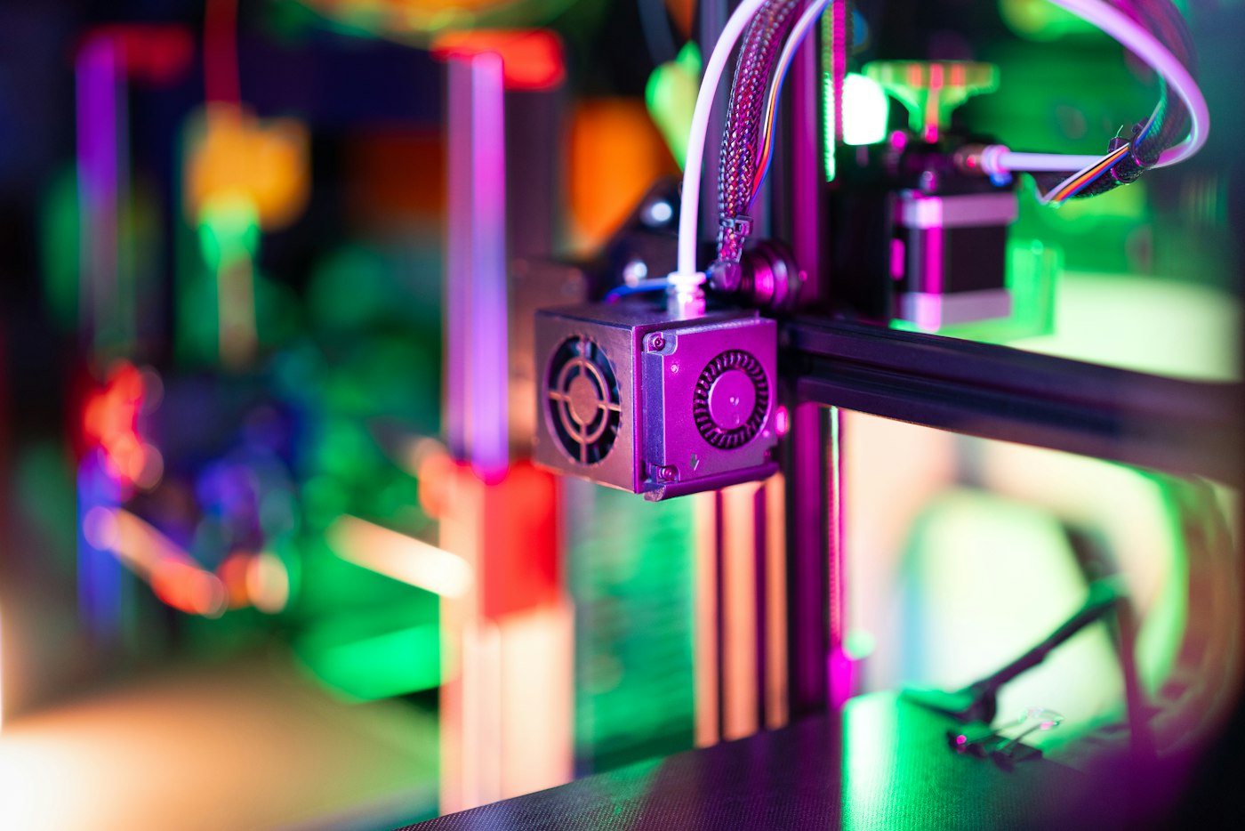 3d printer home factory workshop colorful neon light